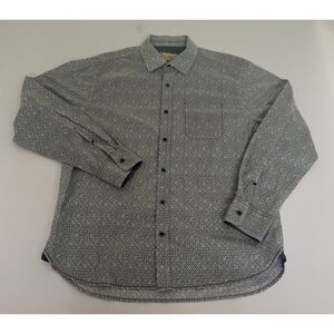 Vintage Italia c.1958 Shirt Mens L Blue Geometric Pattern Button Up Long Sleeve